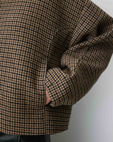 Manteau court pied-de-poule col structuré coffee Arthur