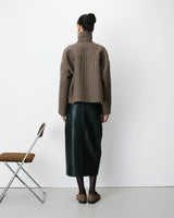 Manteau court pied-de-poule col structuré coffee Arthur