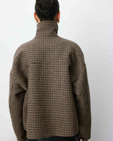 Manteau court pied-de-poule col structuré coffee Arthur
