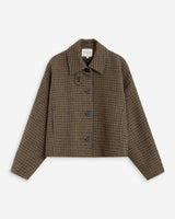 Manteau court pied-de-poule col structuré coffee Arthur