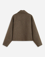 Manteau court pied-de-poule col structuré coffee Arthur
