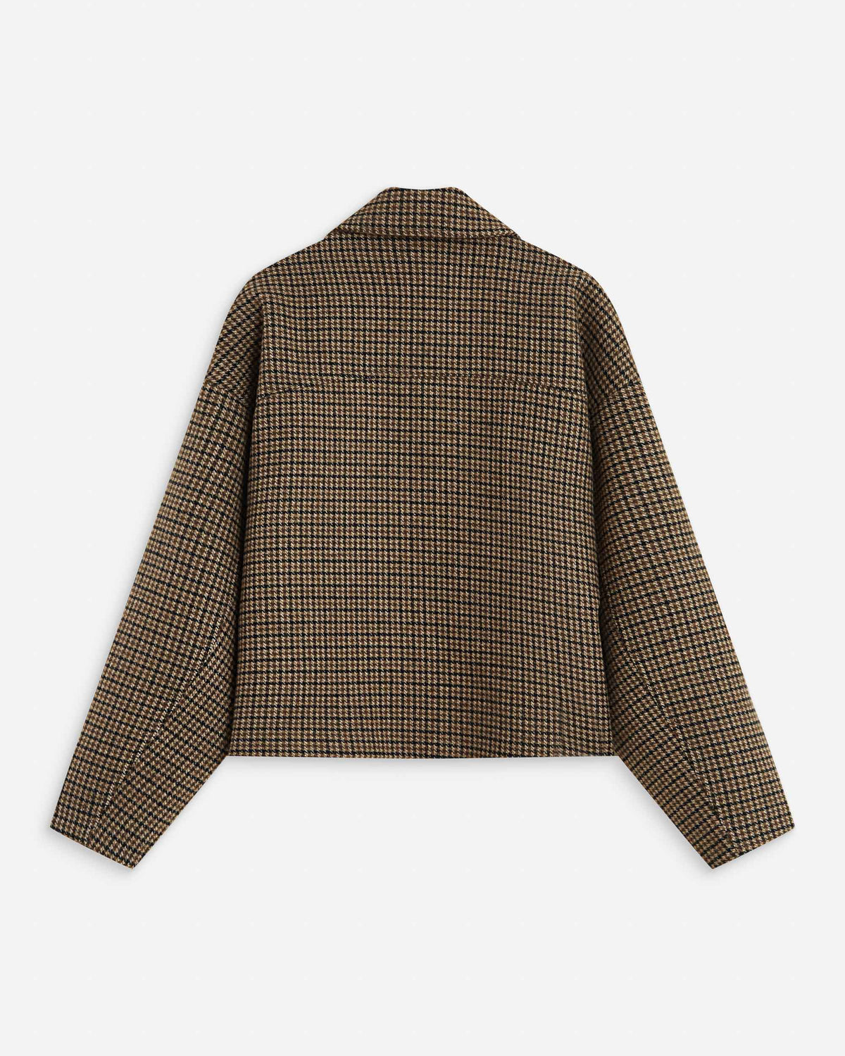 Manteau court pied-de-poule col structuré coffee Arthur