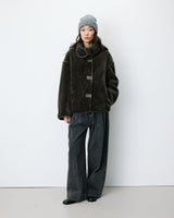 Buttoned faux-fur coat kaki Amelio