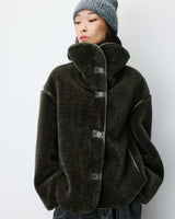 Buttoned faux-fur coat kaki Amelio
