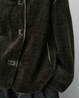 Buttoned faux-fur coat kaki Amelio