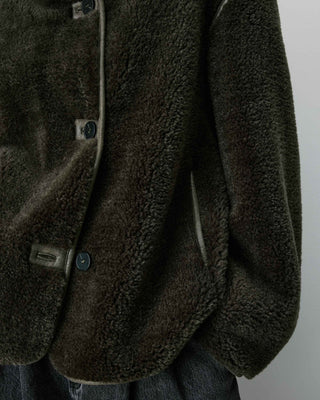 Buttoned faux-fur coat kaki Amelio