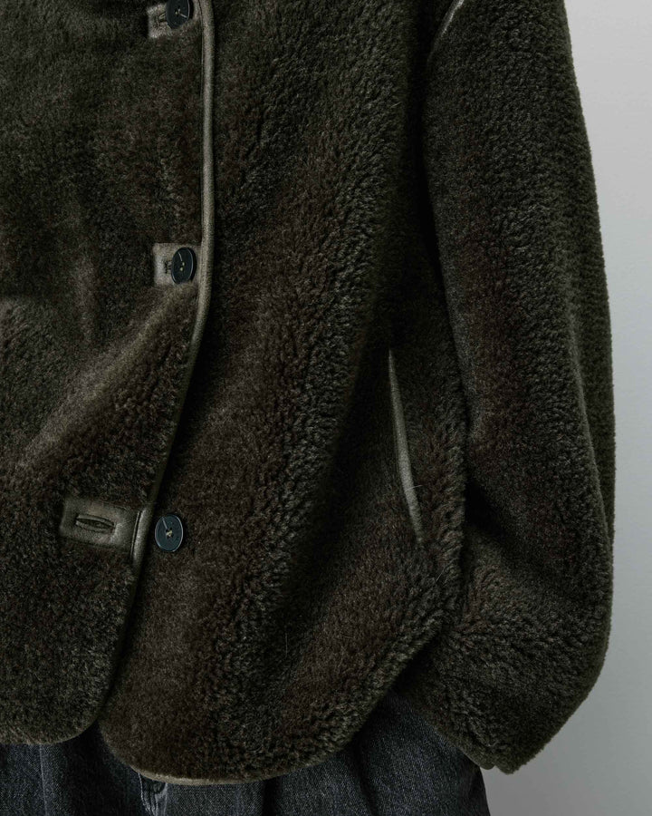 Buttoned faux-fur coat kaki Amelio