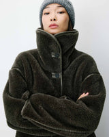Buttoned faux-fur coat kaki Amelio