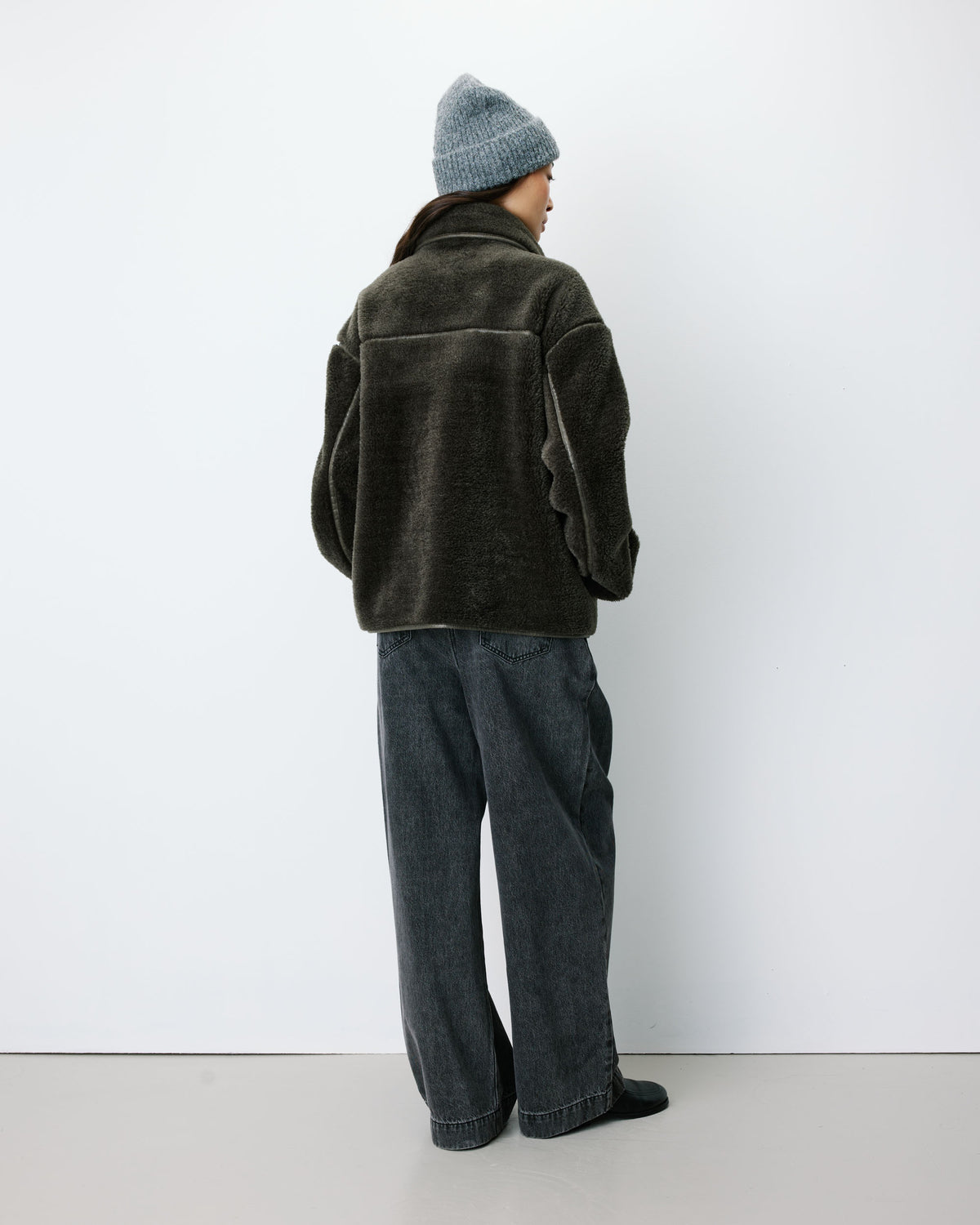 Buttoned faux-fur coat kaki Amelio