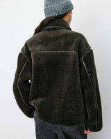 Buttoned faux-fur coat kaki Amelio