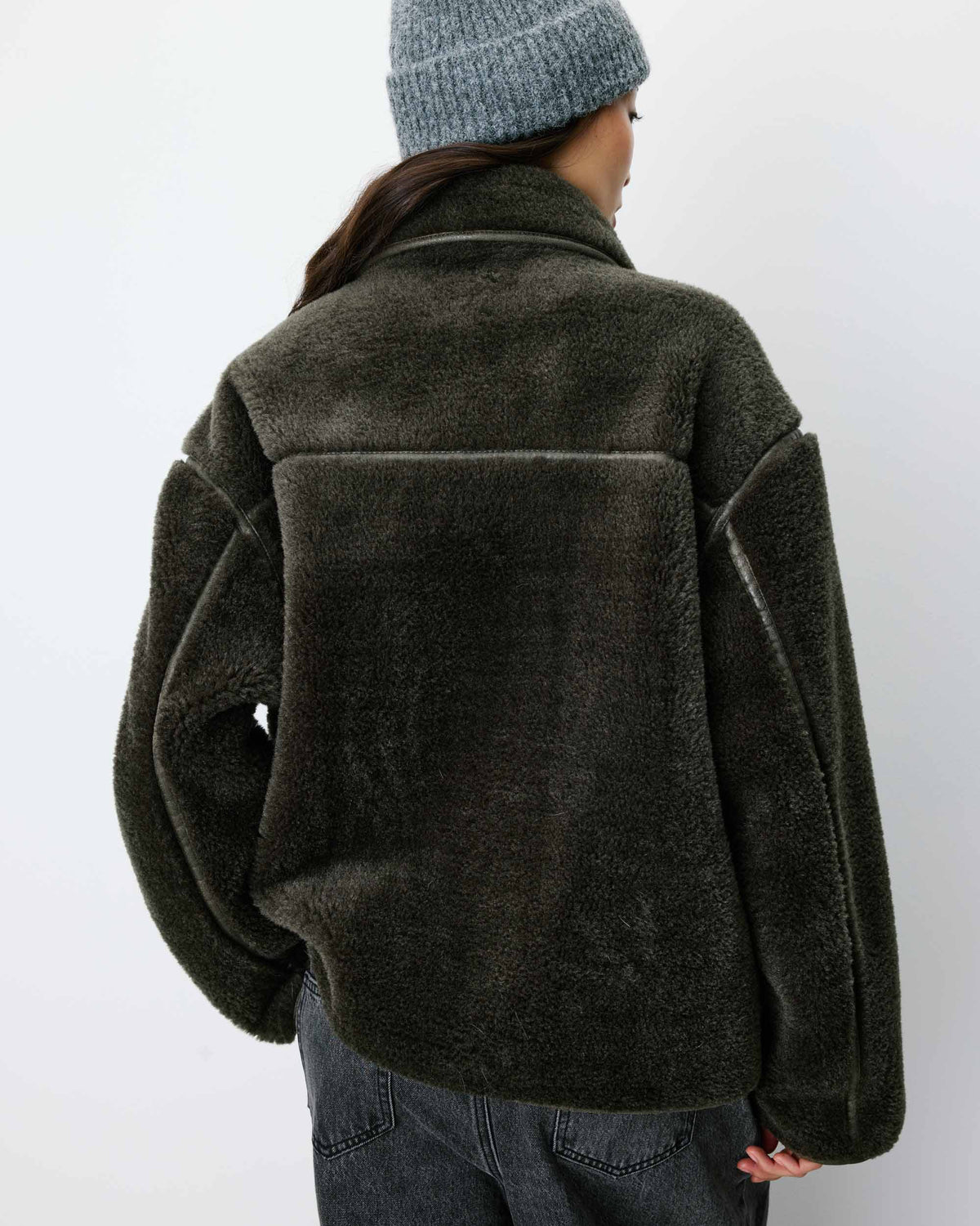 Buttoned faux-fur coat kaki Amelio