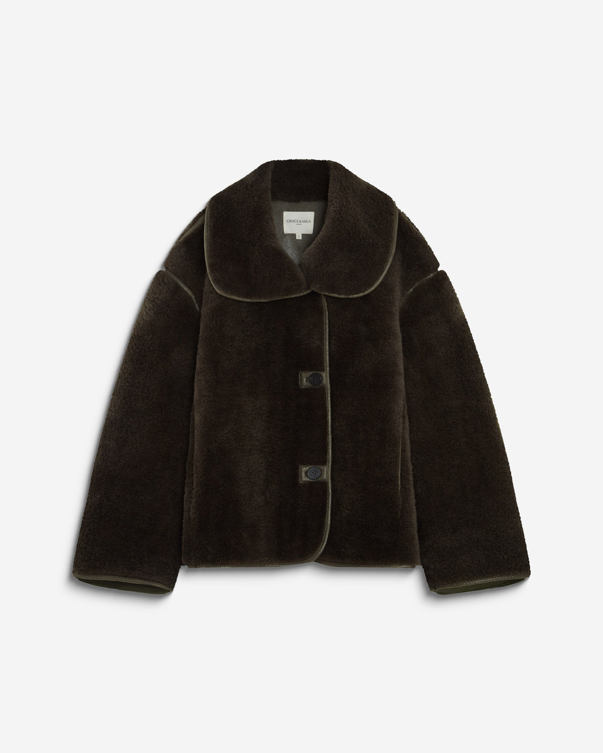 Buttoned faux-fur coat kaki Amelio