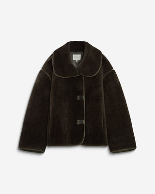 Buttoned faux-fur coat kaki Amelio