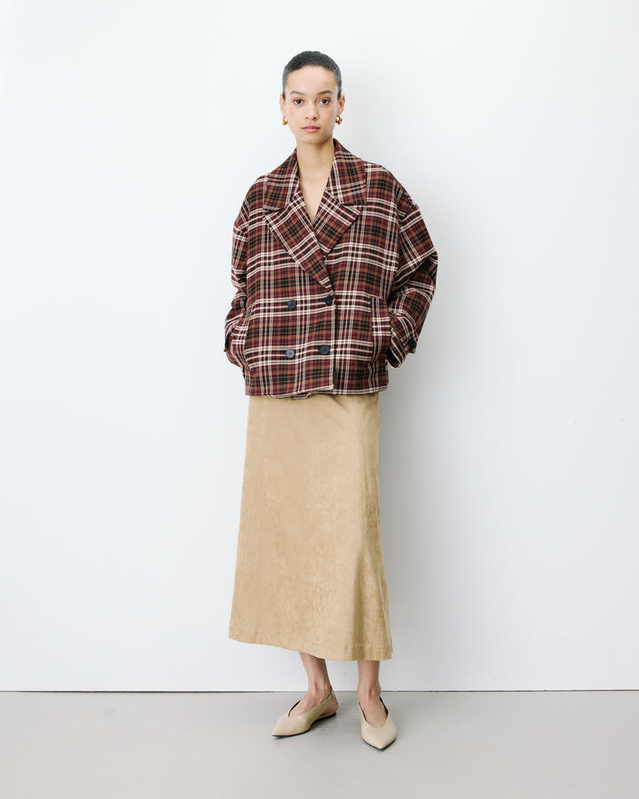 Manteau oversize croisé à carreaux cherry Ayme