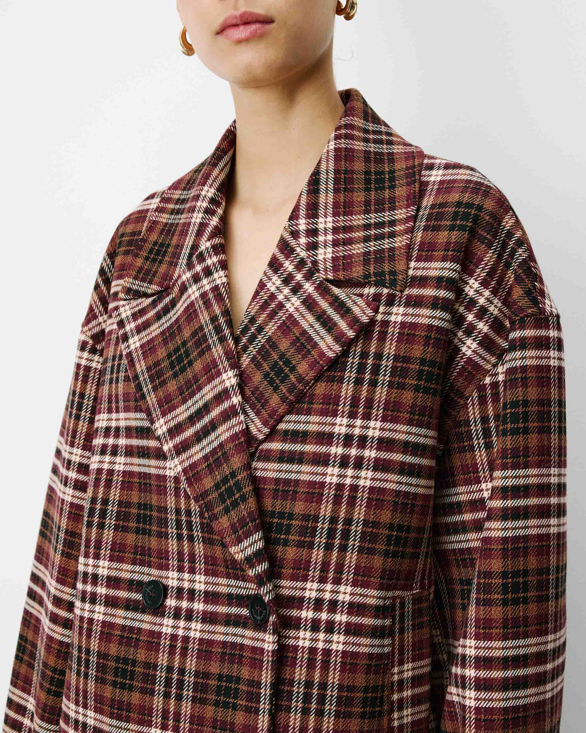 Manteau oversize croisé à carreaux cherry Ayme