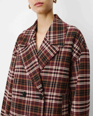 Manteau oversize croisé à carreaux cherry Ayme