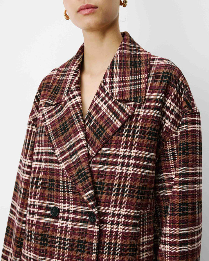 Manteau oversize croisé à carreaux cherry Ayme