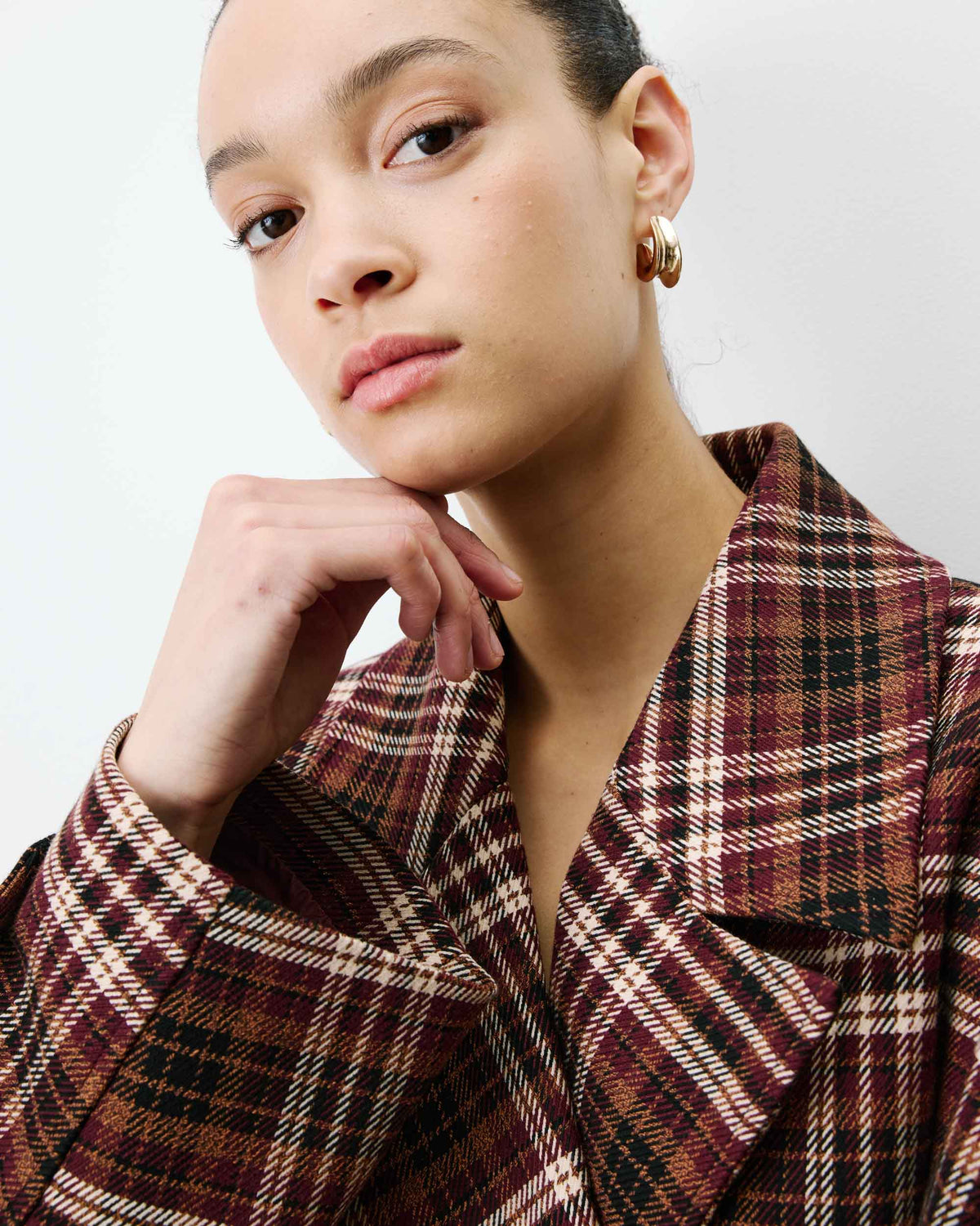 Manteau oversize croisé à carreaux cherry Ayme