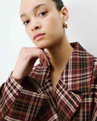 Manteau oversize croisé à carreaux cherry Ayme