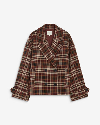 Manteau oversize croisé à carreaux cherry Ayme