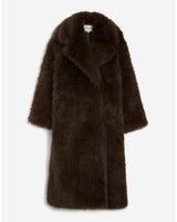 Long faux-fur coat chocolat Alara