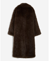 Long faux-fur coat chocolat Alara