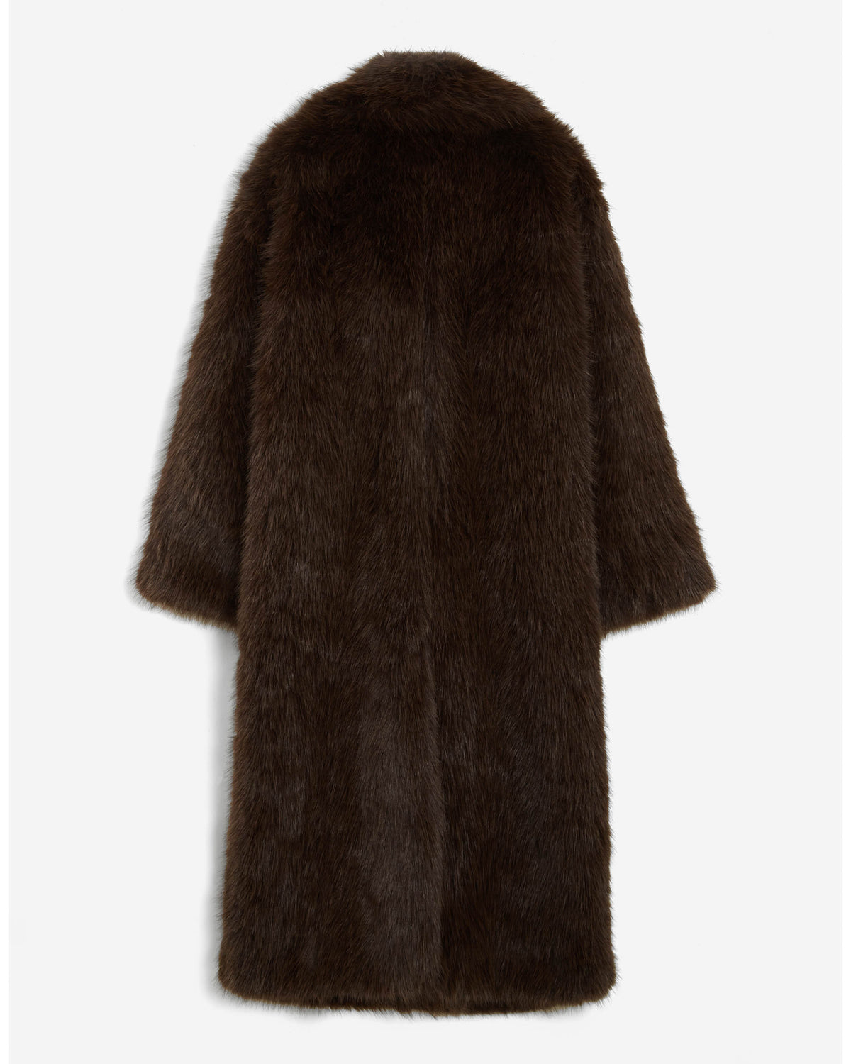 Long faux-fur coat chocolat Alara