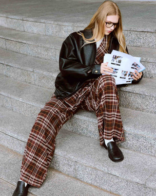 Pantalon tailleur oversize à carreaux cherry Arenzo