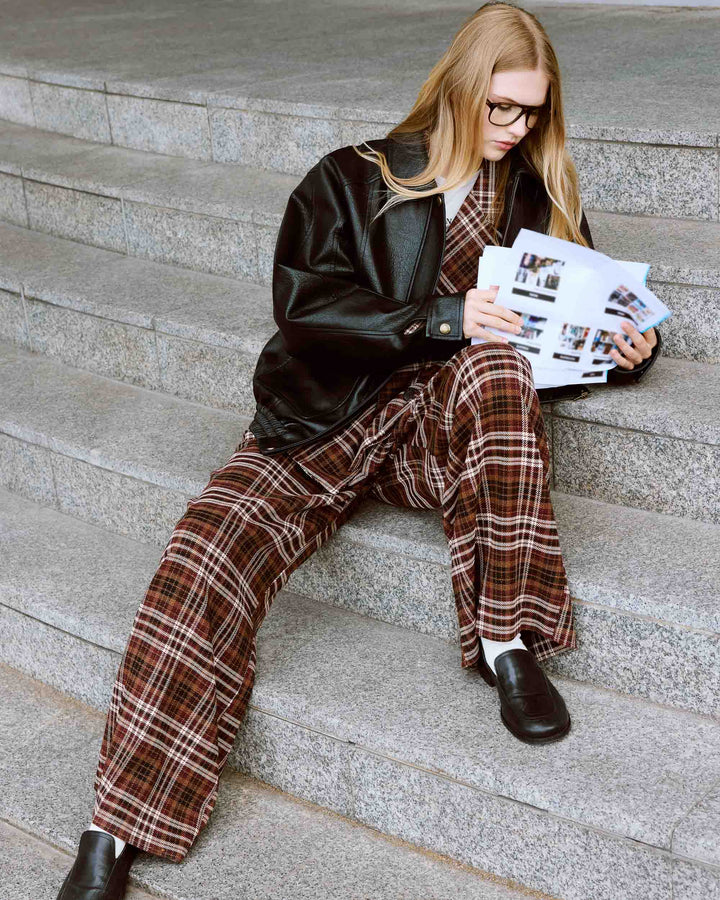 Pantalon tailleur oversize à carreaux cherry Arenzo