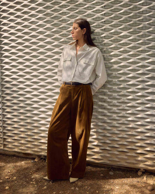 Pantalon oversize velours côtelé coffee Abriel