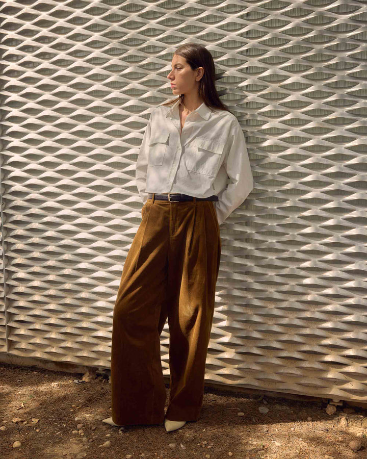 Pantalon oversize velours côtelé coffee Abriel