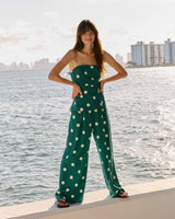 Pantalon large à pois emeraude Wynell