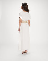 Robe longue portefeuille ceinturée sable Pollen