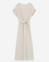 Robe longue portefeuille ceinturée sable Pollen