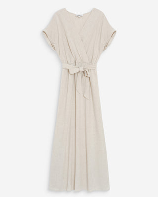 Robe longue portefeuille ceinturée sable Pollen