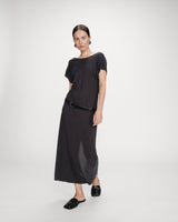 Robe longue légère en modal manches courtes carbone Peace