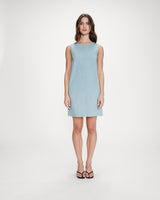 Sleeveless straight short denim dress stripedblue Vanessa
