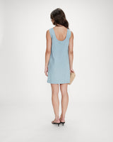Sleeveless straight short denim dress stripedblue Vanessa