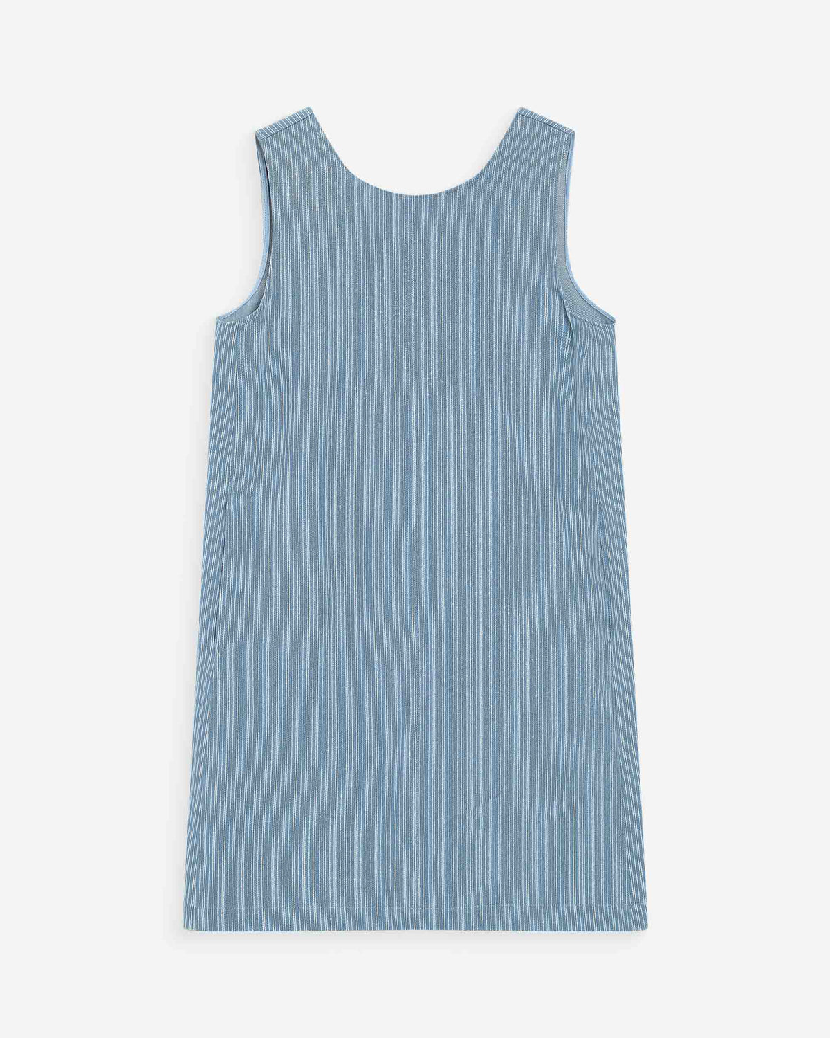 Sleeveless straight short denim dress stripedblue Vanessa