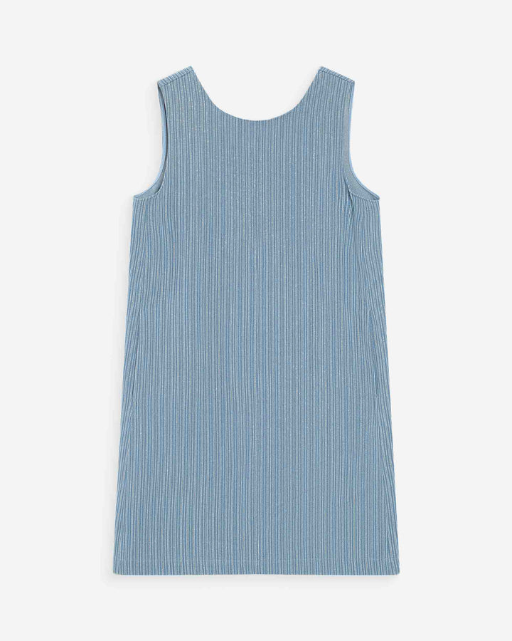 Sleeveless straight short denim dress stripedblue Vanessa