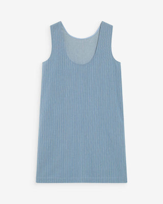 Robe courte droite sans manches en jean stripedblue Vanessa