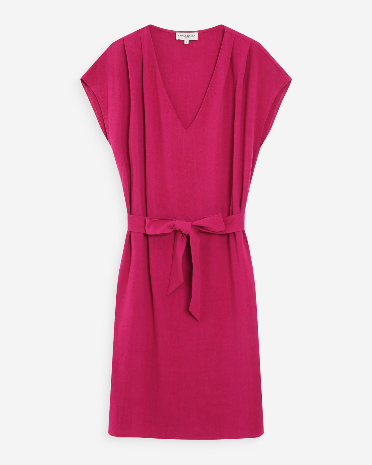 Robe courte fluide col V manches courtes pivoine Marilou