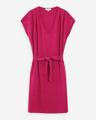 Robe courte fluide col V manches courtes pivoine Marilou