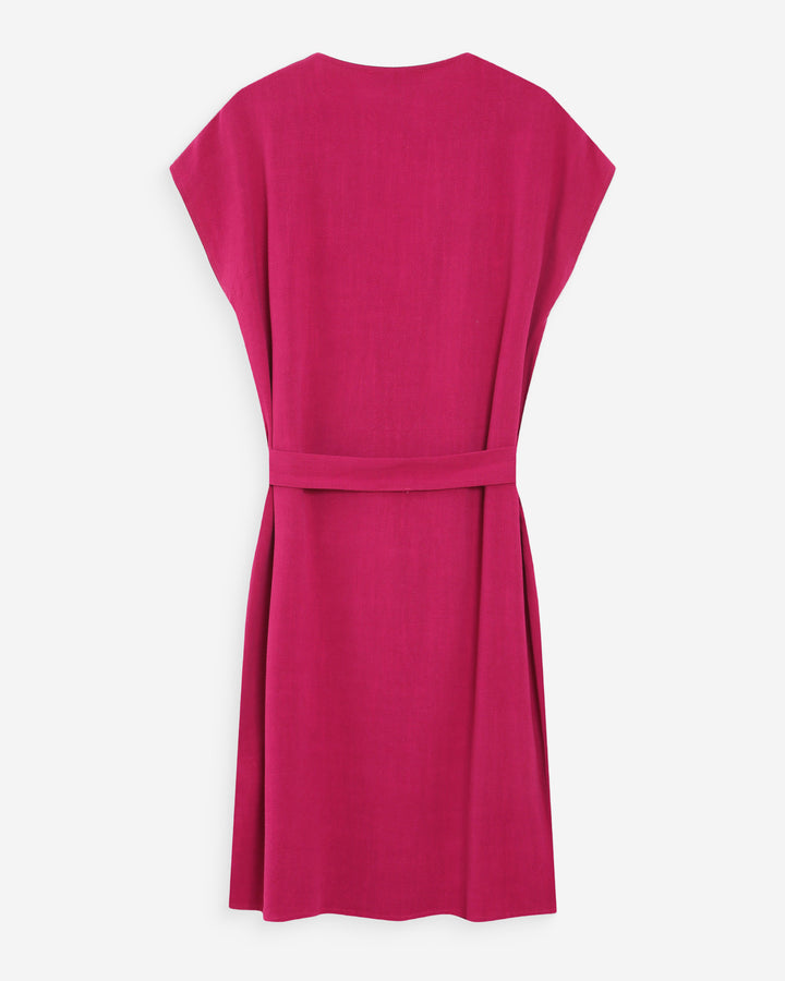 Robe courte fluide col V manches courtes pivoine Marilou