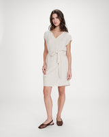 Robe courte fluide col V manches courtes sable Marilou