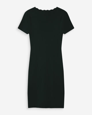 Robe courte ajustée en maille à col V noir Valeriane