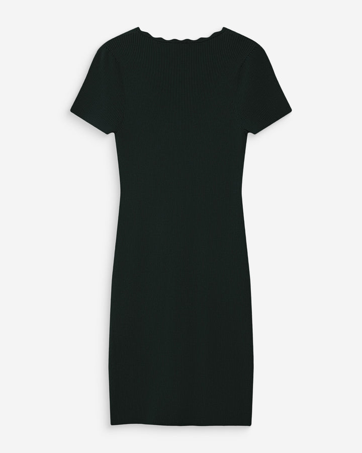 Robe courte ajustée en maille à col V noir Valeriane