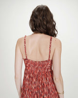 Robe longue bustier évasée imprimée sanguine Venicia