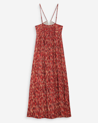 Robe longue bustier évasée imprimée sanguine Venicia