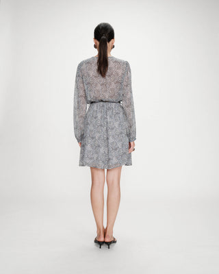 Robe courte évasée col V manches longues ciel Violette